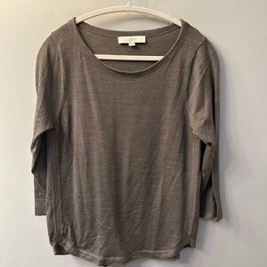 LOFT Taupe 3/4 Sleeve Light Sweater Size Medium